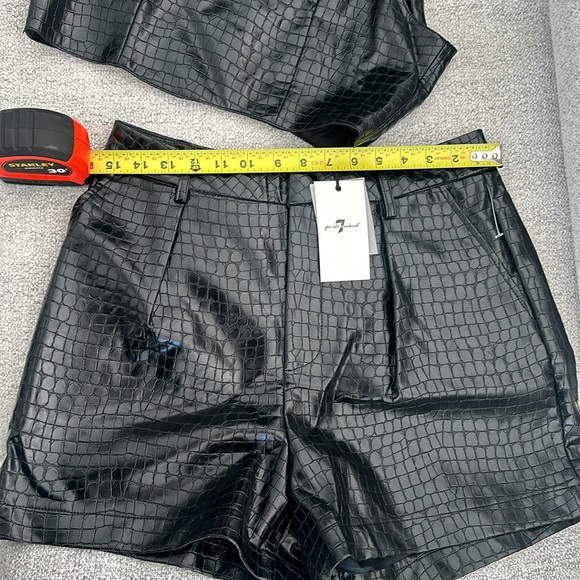 7 For All Mankind Croc Embossed Faux Leather 2 Piece Short Set. - Picture 3 of 5
